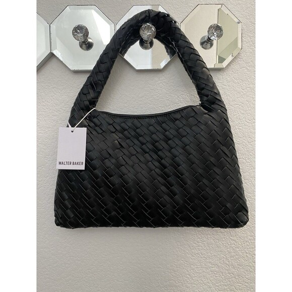 Walter Baker NEW NWT Margaux Black Soft Woven Vegan Leather Shoulder Handbag - Picture 7 of 12